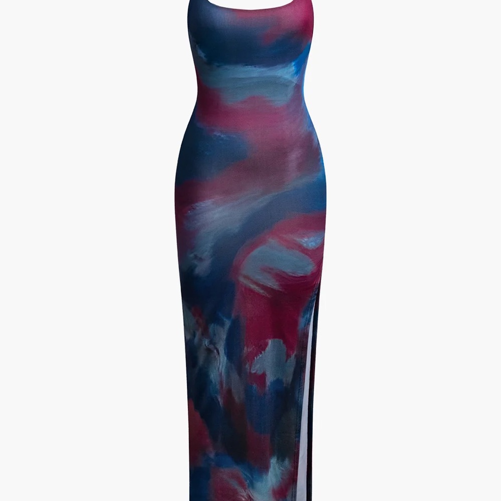 Micas Tie Dye Backless Slit Slip Midi Dress size xl
